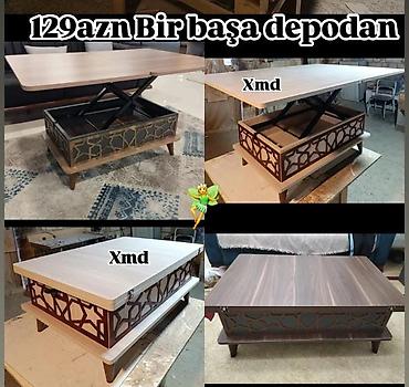 bez materiallı stol: Qaldırılan masa-jurnal masası - Transformasiya olunan model: üst — 1