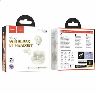 наушника для компьютера: Вакуумные, Hoco, Новый, Беспроводные (Bluetooth), Классические