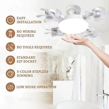 tavan sərinkeş: 4 Qanadlı 20 Pərli Pultlu Tavan sərinkeşi + LED Lampa . ❄️ Sərinlik — 8