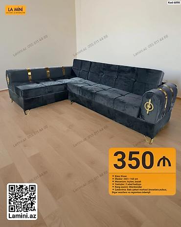 Künc Divan – Kod: 6898 - Ölçülər: 260 × 160 sm - Mexanizm: Açılan