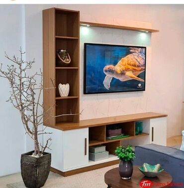 Sifarişlə TV stendlər: Siyirməsiz, Polkalı, Mat laminat, Türkiyə, Zəmanətli, Kredit var — 3