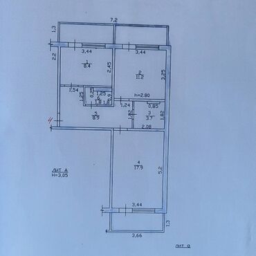 квартиры в токмоке: 2 комнаты, 66 м², 105 серия, 2 этаж