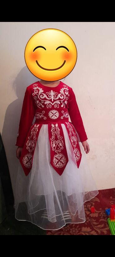 платье велюр: Детское платье, цвет - Красный, Б/у