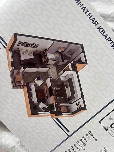 105: 2 комнаты, 77 м², Асанбай мкр Элитка, 12 этаж, ПСО (под самоотделку) — 2