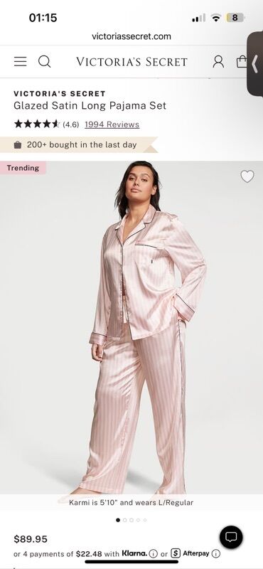 Hicab: Victoria’s Secret – Glazed Satin Long Pajama Set - Model: Glazed lalafo.az -da Hicab: Victoria’s Secret – Glazed Satin Long Pajama Set - Model: Glazed