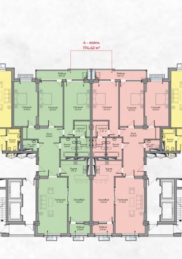 снять квартиру без риэлтора: 4 комнаты, 174 м², Элитка, 12 этаж, ПСО (под самоотделку)