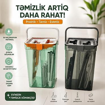 Çoxfunksiyalı mop və aksesuarlar üçün təşkilatçı vedrə - Təmizlik