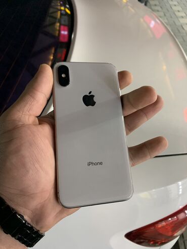 Apple iPhone: IPhone X, 64 GB, White Titanium, Simsiz şarj, Face ID