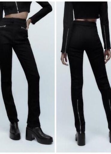 Atlama ipləri: Zara yan cibləri ve arxa eteklerde zamok olan, dar, uzun qara cins — 7