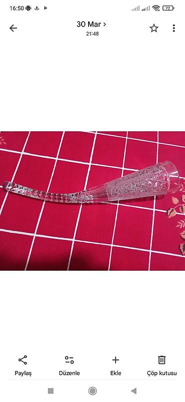 dekor soba: Dekorativ şüşə buynuz formalı qab təqdim olunur. Şəffaf şüşədən — 1