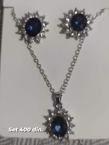 minđuše: Handmade, Set: Earrings, Necklace, Pendant, Material: Cubic zirconia