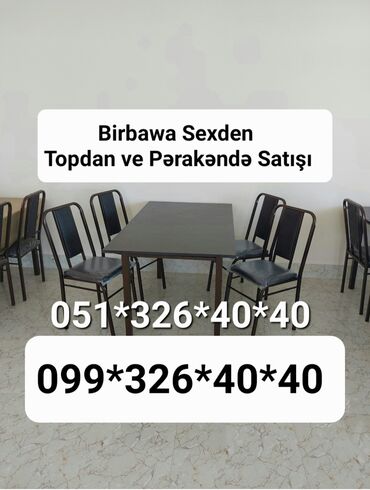 Masa və oturacaq dəstləri: Qonaq otağı üçün, Yeni, Açılan, Dördbucaq masa, 4 stul — 16