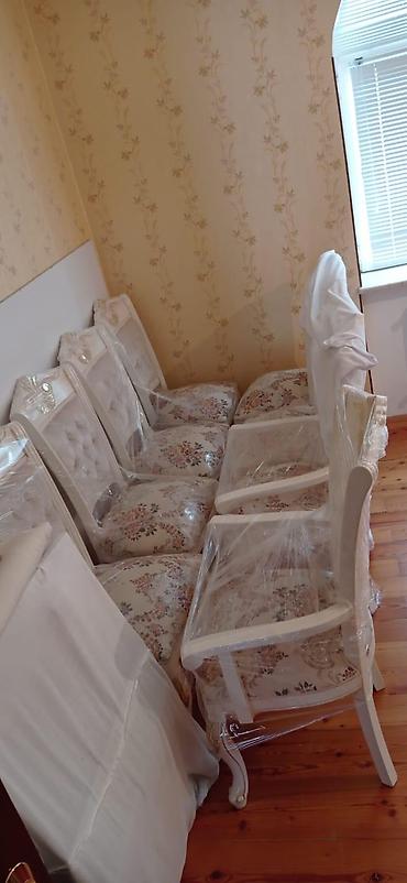 islenmis masa: Qonaq otağı üçün, İşlənmiş, Oval masa, 8 stul — 3