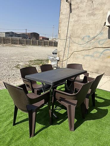 Bağ, çöl mebeli: Plastik bağ/qonaqlıq dəsti – 1 masa + 6 stul - Rəng: tünd qəhvəyi - — 2