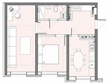 2 комнаты, 51 м², Ошский рынок / базар Элитка, 2 этаж, ПСО (под самоотделку)