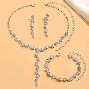 jesenji sesir od papira: Set: Earrings, Bracelet, Necklace, Material: Cubic zirconia