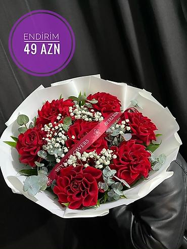 роза гул: Gül dəstələri – Beyaz Flowers dizaynı - Qırmızı güllərdən ibarət — 8