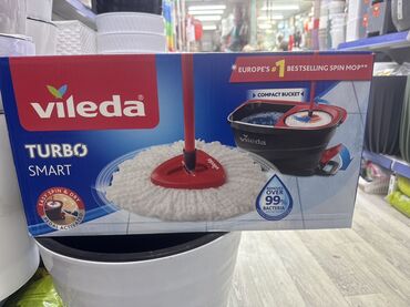 Тазалоо үчүн инвентарь: Швабра с насадкой и ведром Vileda Turbo Smart - Система отжима с