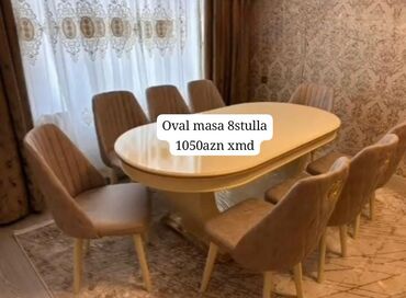 Masa və oturacaq dəstləri: Qonaq otağı üçün, Yeni, 8 stul