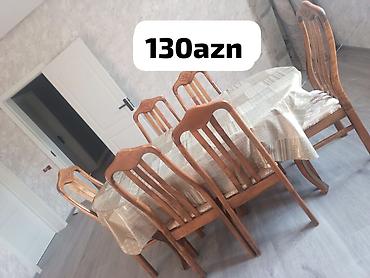 bağ stulları: Yemək otağı dəsti – 1 masa + 6 stul - Material: taxta karkas, klassik — 1