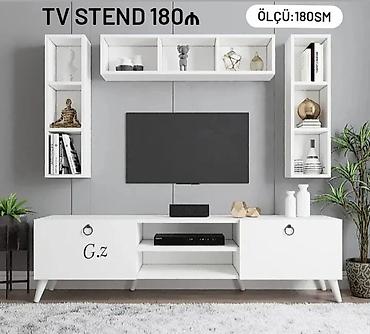 qonaq: TV stendi və divar rəf dəsti - Ümumi ölçü: 180 sm (şəkildə qeyd — 1