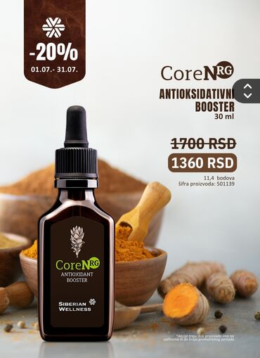 vestacki nokti za stopala: CoreNRG antioksidativni booster od 30 ml, dizajniran za podršku opštem