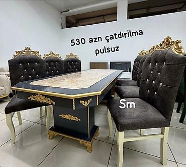 hesir stol stul: Qonaq otağı üçün, Yeni, Açılmayan, Dördbucaq masa, 6 stul — 1