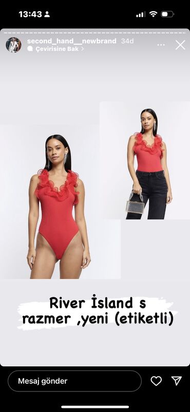 qirmizi paltar: River island markasinda body.s razmer.etiketlidi