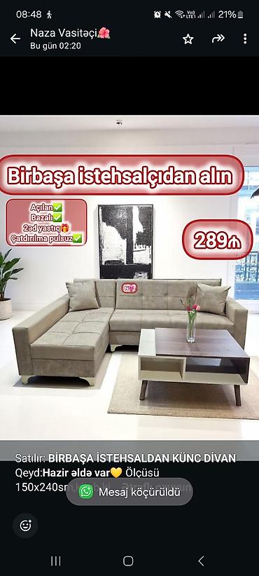 divan satilir: Угловой диван, Для гостиной, С подъемным механизмом, Раскладной — 2