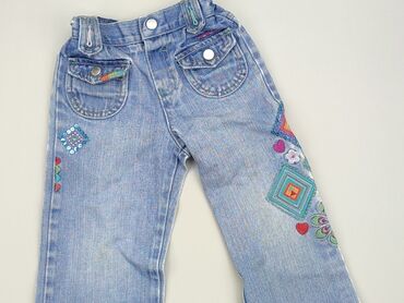 jeansy wide leg z dziurami: Spodnie jeansowe, 1.5-2 lat, 92, stan - Zadowalający