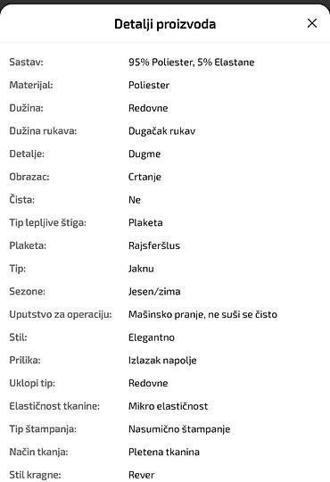 ara torba: Zenska jakna .Porucuje se i ceka se 10-tak dana. Obavezna uplata pa — 5