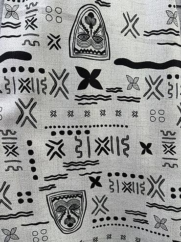 bed sheets: Портьерная ткань с графичным этно-принтом - Материал:ткань средней — 1