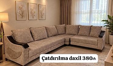 Divan satılır. - Künc divan modeli, yumşaq rahat oturacaq yastıqları