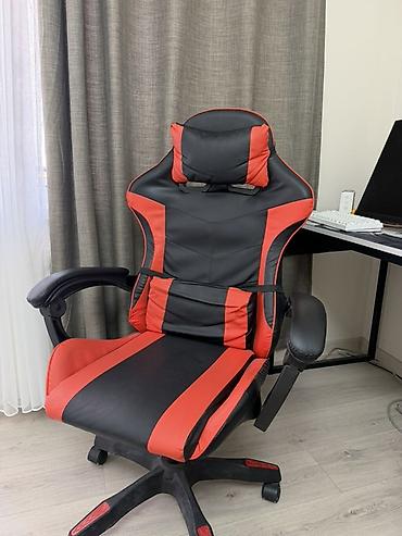 arm: Игровое кресло, Б/у, С колесиками, цвет - Красный, Экокожа — 1