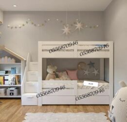 İkimərtəbəli uşaq çarpayıları: Oğlan və qız üçün, Yeni, Çarpayı, Matras ilə, Siyirməli, Laminat — 20