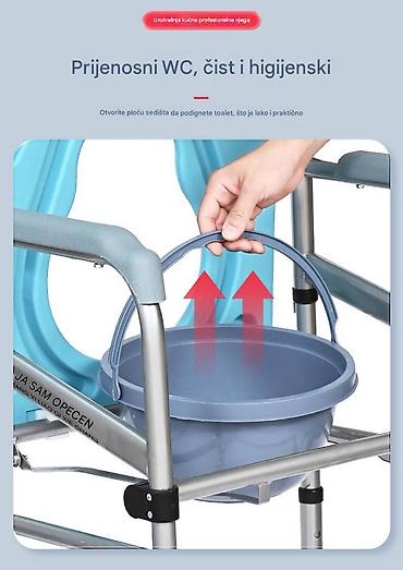 Medicinski nameštaj: Prenosiva toaletna stolica sa točkićima i noćnom posudom - 3-u-1 — 7