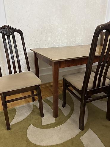 taxta stul stol: Yemək masası və 6 ədəd stul dəsti - Material: masanın üstü ağac — 2
