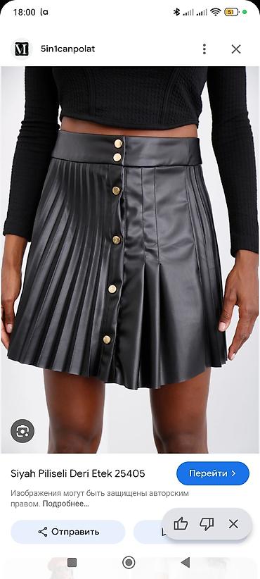 Məhsul: Qara plise dəri ətək – model 25405 - Material: süni dəri