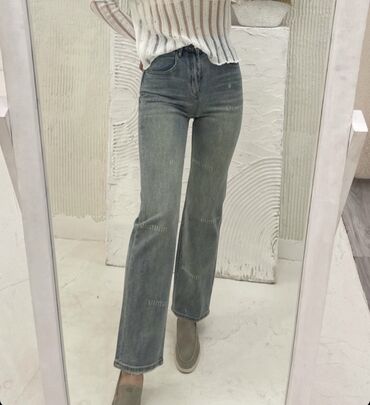 брендовые джинсы женские: Прямые, Китай, Высокая талия, Вареные