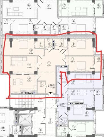 Продажа квартир: 4 комнаты, 154 м², Элитка, 7 этаж, ПСО (под самоотделку) — 8