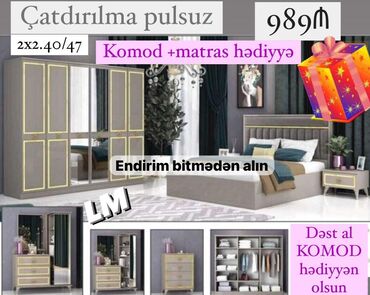 Dolablar: *Yataq dəsti* *Sifarişlə və yeni* Qiymət : *989₼* Dəstə daxildir