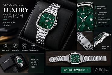 CASIO klassik üslublu LUXURY Watch - Rəng: Yaşıl siferblat, gümüşü