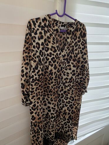 leopard haljina: XL (EU 42), bоја - Braon, Drugi stil, Dugih rukava