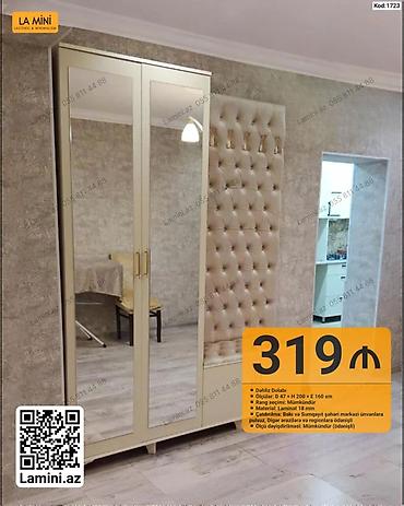 Dolablar: Dəhliz dolabı – Kod: 1723 - Ölçülər: D 47 × H 200 × E 160 sm - Rəng — 1