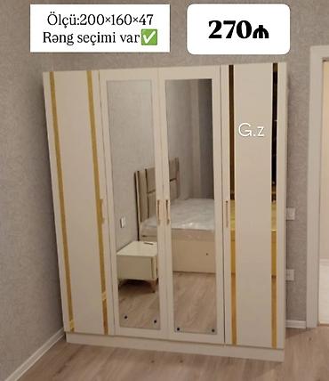 qardirob: Güzgülü paltar dolabı - Ölçü: 200 × 160 × 47 sm (şəkildə göstərildiyi — 1