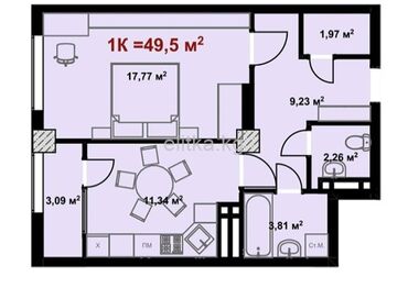 Продажа квартир: 1 комната, 48 м², Элитка, 3 этаж, ПСО (под самоотделку)