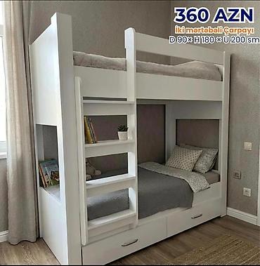 carpayi: İki mərtəbəli çarpayı – 360 AZN Ölçülər: - En (D): 90 sm - Hündürlük — 1