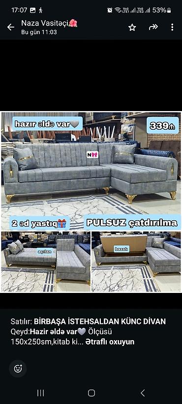 avanqard: Künc divan, Qonaq otağı üçün, Bazalı, Açılan — 2