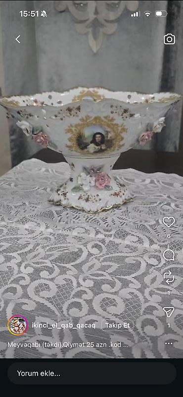 gilan pastellik parcalar: Məhsul: Keramika meyvə qabı (tək) Təsvir: - Zərif klassik dizaynlı — 1