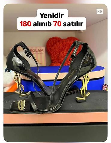 Basanoşka və səndəllər: YSL, Ölçü: 39, rəng - Qara, Yeni — 1